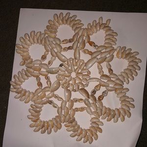 Vintage Natural Sea Shell Trivet Doily Cowrie Shells Home Decor